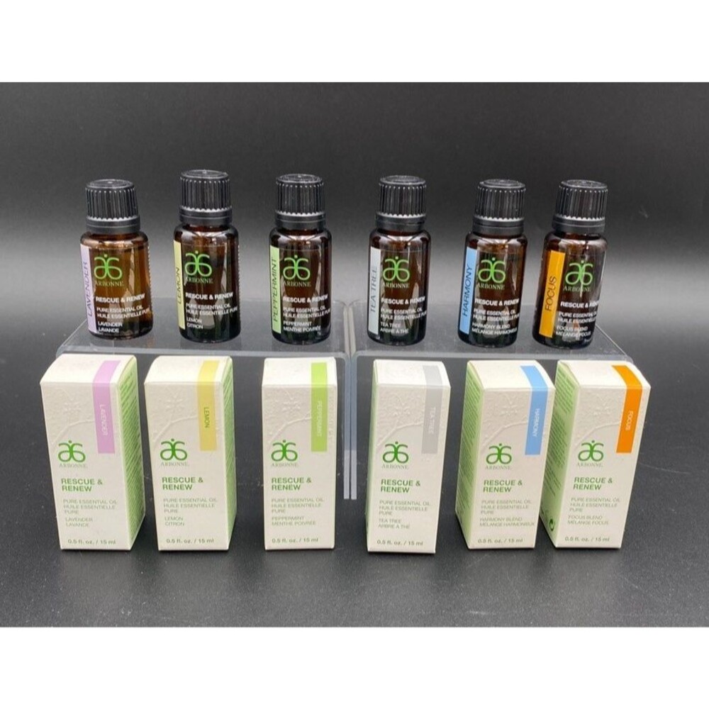 Arbonne Rescue & Renew Pure Essential Oil Set 6x15ml New Lavender Tea Tree